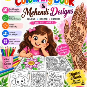 Child Coloring Book and Medindi Desings