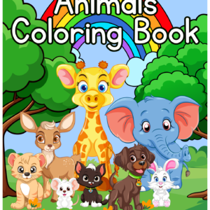 Animals Coloring Book in Blue Background and Illustrative Style