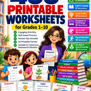 400 Printable Worksheets for Grades 1–10 | Complete Educational Worksheet Bundle with Answer Key